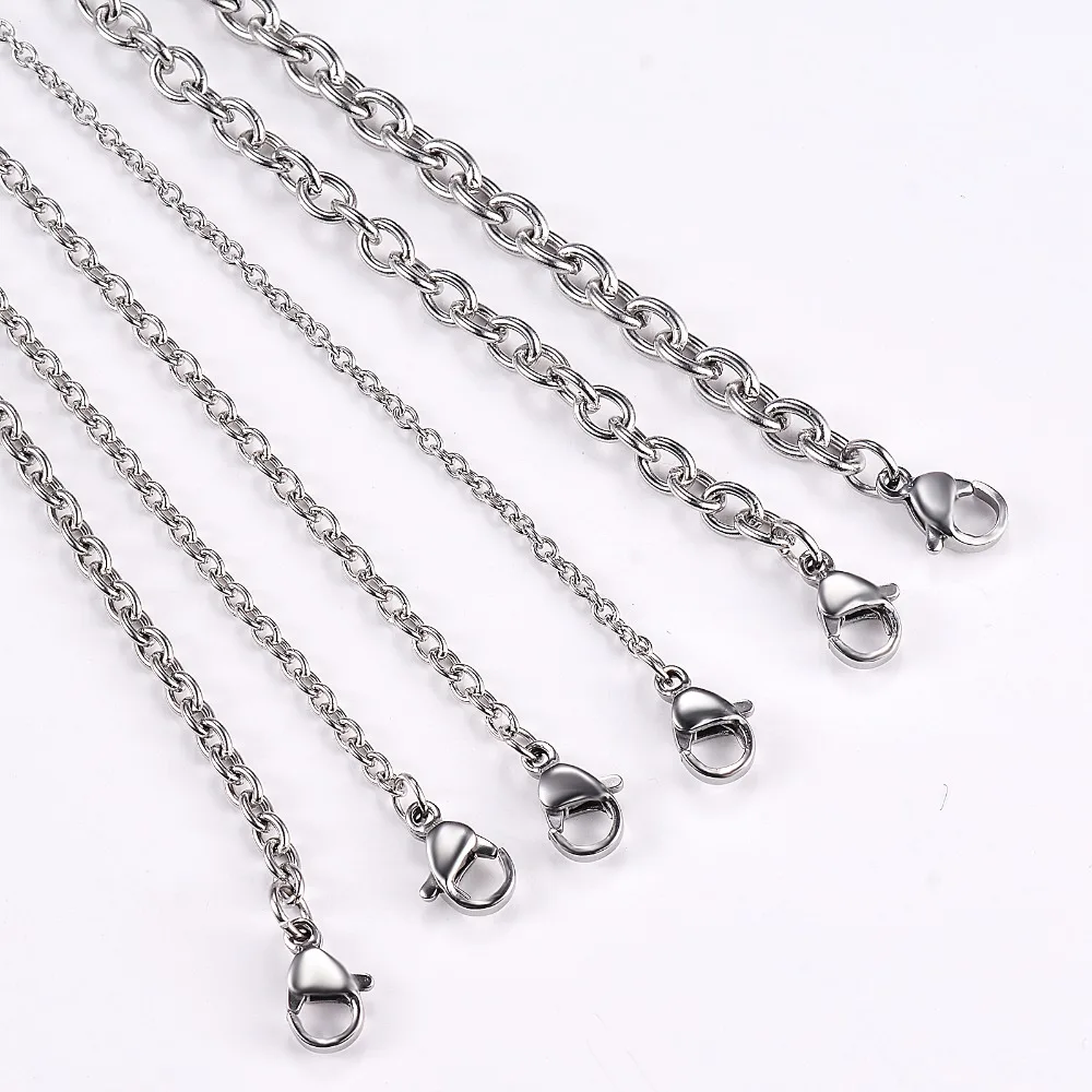 1 Stück Breite 1,5mm-6mm Edelstahl Kreuz-O-Kettenhalskette für Damen und Herren DIY Schmuck Dünnes Armband Halskette – Detail 4
