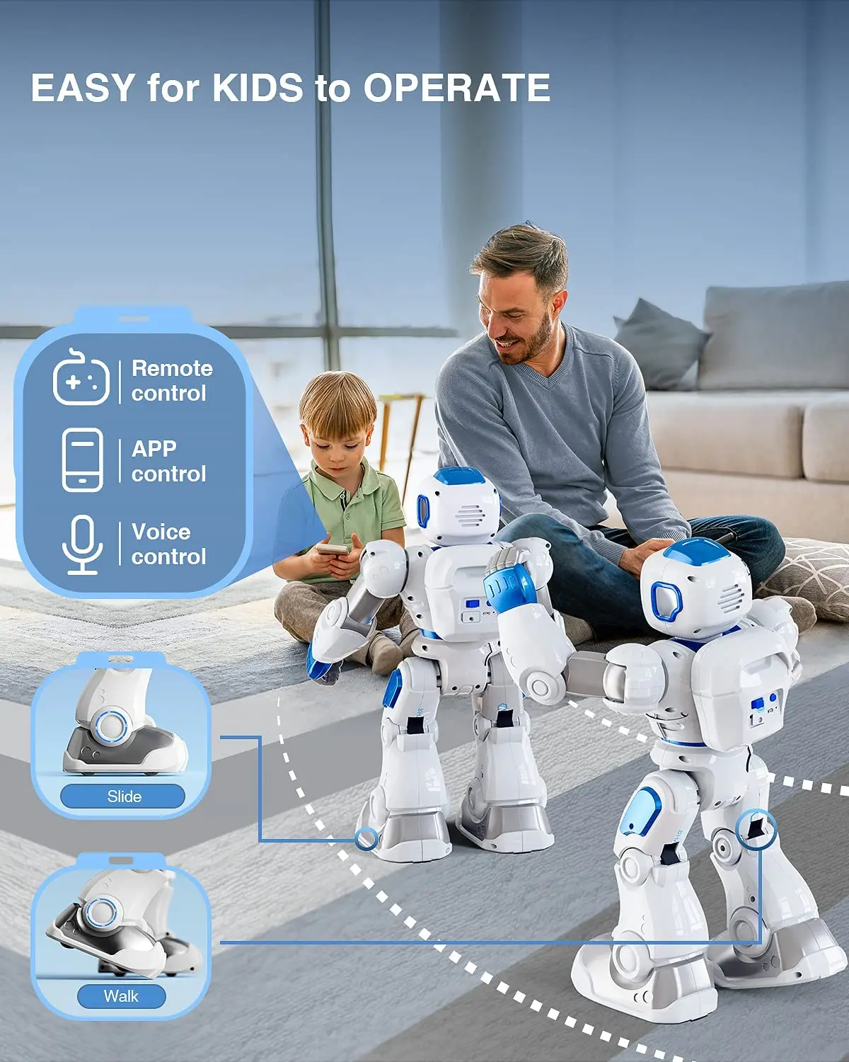 New Robots Intelligent RC Robot Singing/Dancing Songs Stories Playing Time: 2-3 Hours Programming For Kids Gift