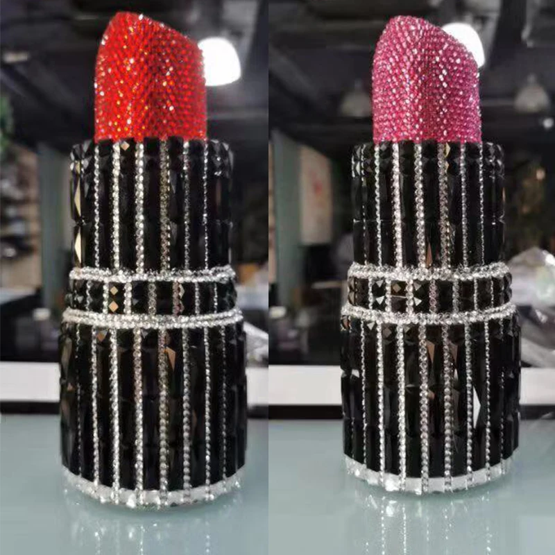 New Arrival Lipstick Case Clutch Bag Designer Lady White/Red Diamond Party Pure Black Shoulder Chain Handbags Fashion Phone Bags