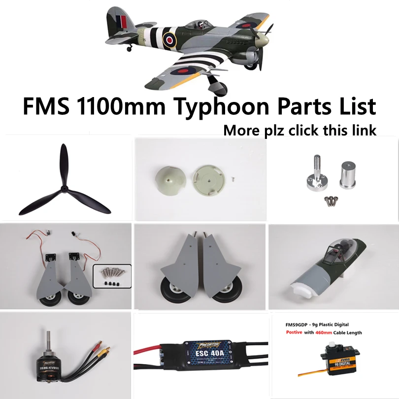 FMS 1100mm 1.1m Typhoon Hawker Parts Propeller Spinner Landing Gear Retract Motor Shaft Board Mount RC Airplane Plane Aircraft