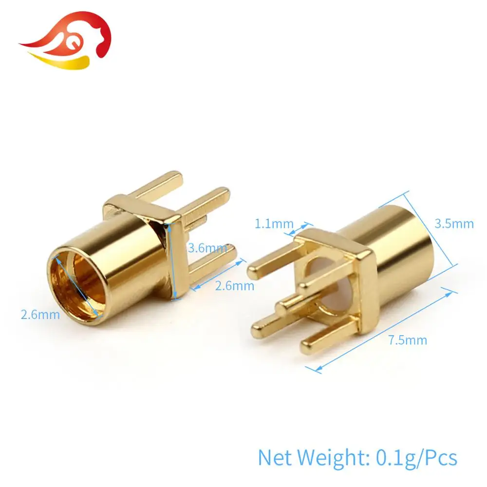 QYFANG MMCX Female Pin Audio Jack PCB Mount With Soldering Straight 24K Gold Plated Copper Wire Connector Metal Adapter