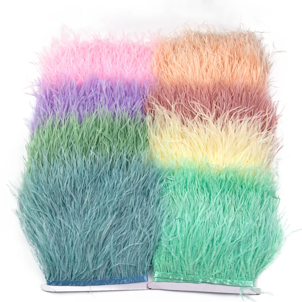 New 5/10Meters Multicolor Ostrich Feather Trim Fringe Ribbon 10-15CM/4-6inch Sewing Dress Crafts Costumes Decoration Diy Plumes