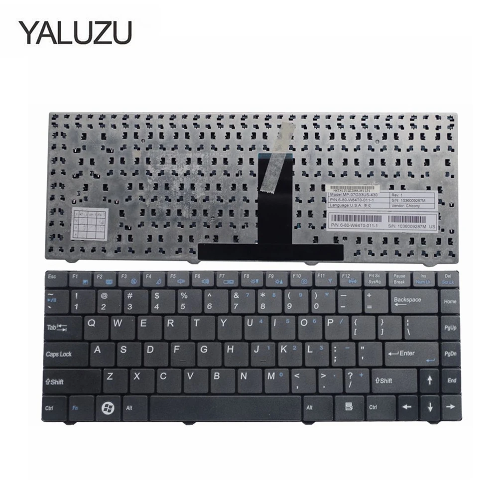 

US Black New English Replace Laptop Keyboard For CLEVO W84 W840T M4121 W840 W830 W84T0