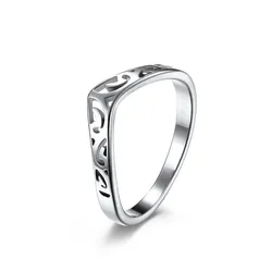 2mm Thin V Shape Hollow Stackable Ring Stainless Steel Wedding Band for Women Girl Size 5-12
