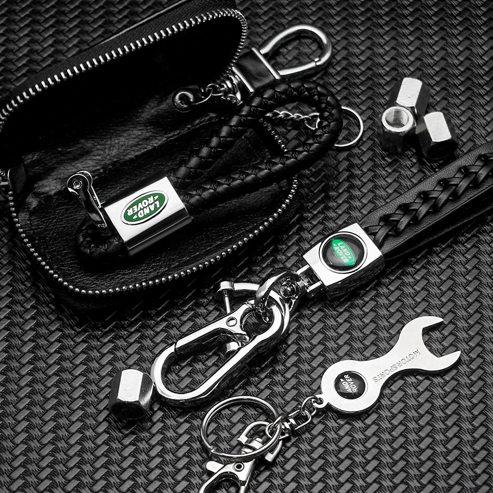 Car Styling Metal Leather Keychain Emblem Keyrings Accessories For Land Rover Defender Freelander Discovery 1 2 3 Evoque Range