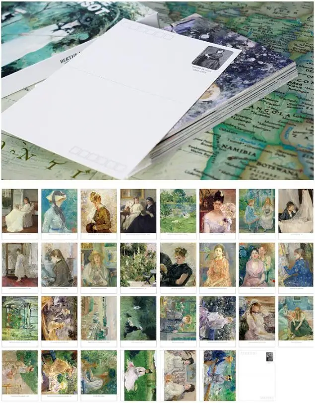 30 Pcs/Set Berthe Morisot Sketch Art Painting Postcard INS Style Greeting Cards Message Card DIY Journal Decoration