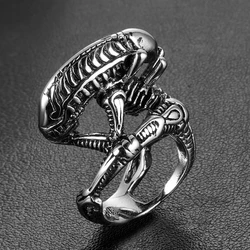 Vintage Alien Predator Finger Ring for Men And Women Cool 316L Stainless Steel Biker Ring Punk Gothic Alien Skull Ring Wholesale