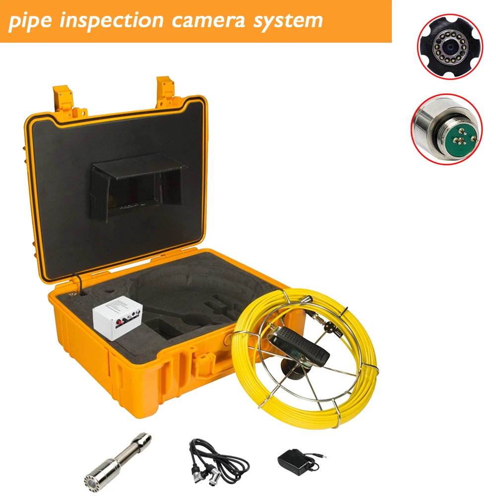 

7''23mm Waterproof Drain Pipe Inspection Video Camera 20m Cable Sewer Pipeline Industrial Endoscope System With DVR Recorder
