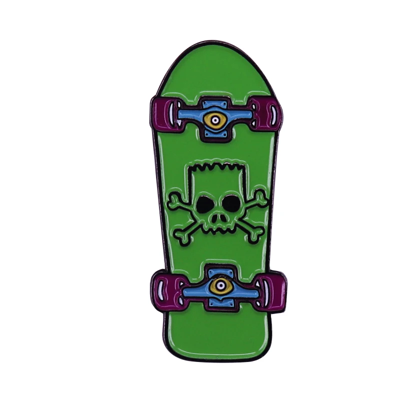 Show Off Your Coolness With This Bart Skull Skateboard Pin BySide!