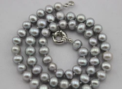 Real Gray fresh water pearl necklace 8-9mm 17”INCH