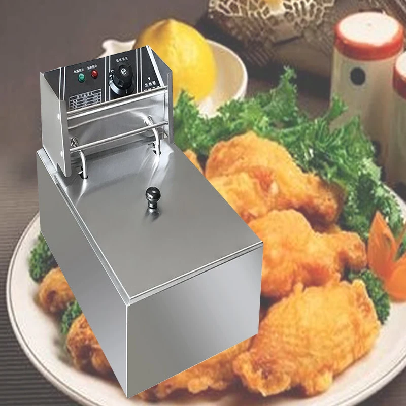 Fritadeira elétrica de cilindro único Fritadeiras comerciais Máquina de rosquinha Máquina de batatas fritas Fritadeira de frango frito Máquina de batatas fritas