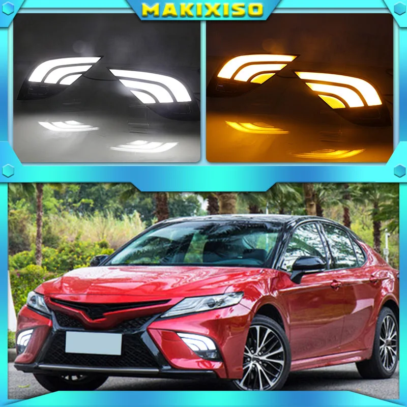 

1 Set LED Daytime Running Light Flowing Turn Yellow Signal Waterproof Car LED DRL For Toyota Camry 2018 2019 XSE SE