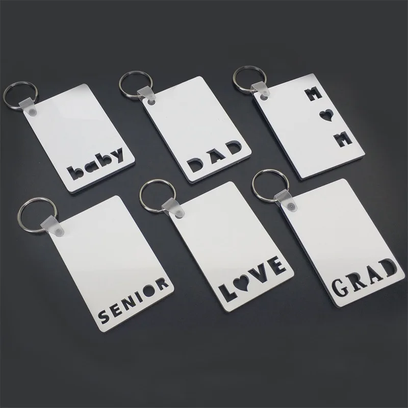 

50pcs/lots Blank Sublimation 75*50*3mm MDF Key Rings Tags Keychain DIY Gift Printing Sublimation Ink Transfer Both-Sides