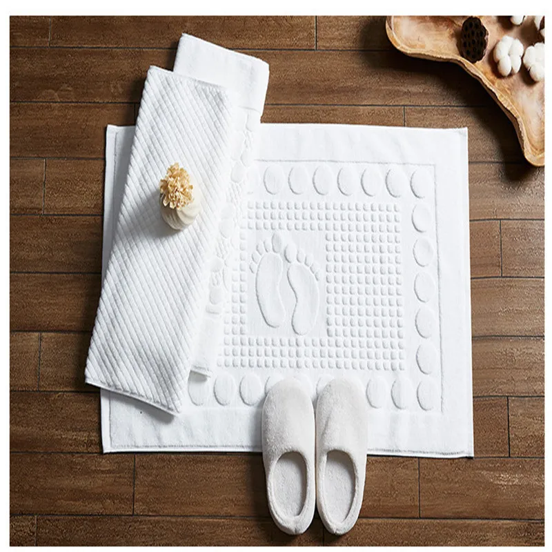 Toalla de suelo de adoquines blancos, alfombrilla de baño gris para hotel y hogar, alfombrillas de algodón antideslizantes con absorción de agua