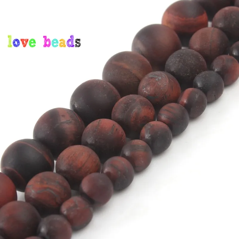 4/6/8/10/12MM Natural Stone Beads Matte Red Tiger Eye Round Beads for Jewelry Making DIY Bracelet Accessories Minerals Beads