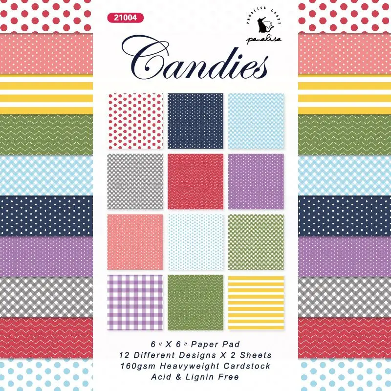 Candies style Scrapbooking paper pack of 24 sheets handmade craft paper craft Background pad  0418