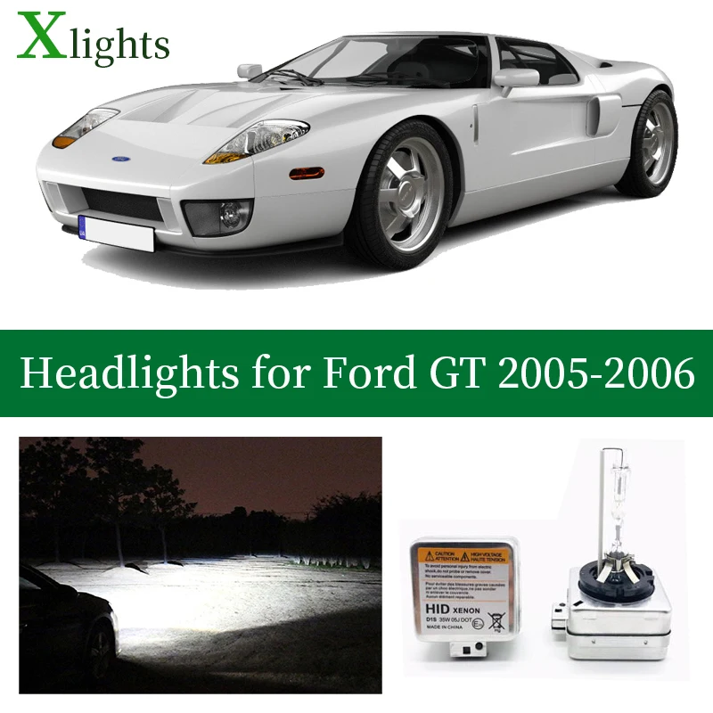 

Xlights для Ford GT 2005 2006 комплект Hid ксеноновая лампа фары лампы для авто Ближний Дальний свет 4300K 6000K Аксессуары для проектора