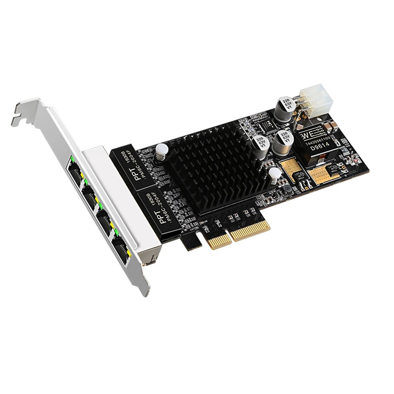 Imagem -01 - Adaptador de Rede Portas Intel I350 Rj45 Poe Adaptador de Rede Pci-e Pcie 4x 10 100 1000mbps
