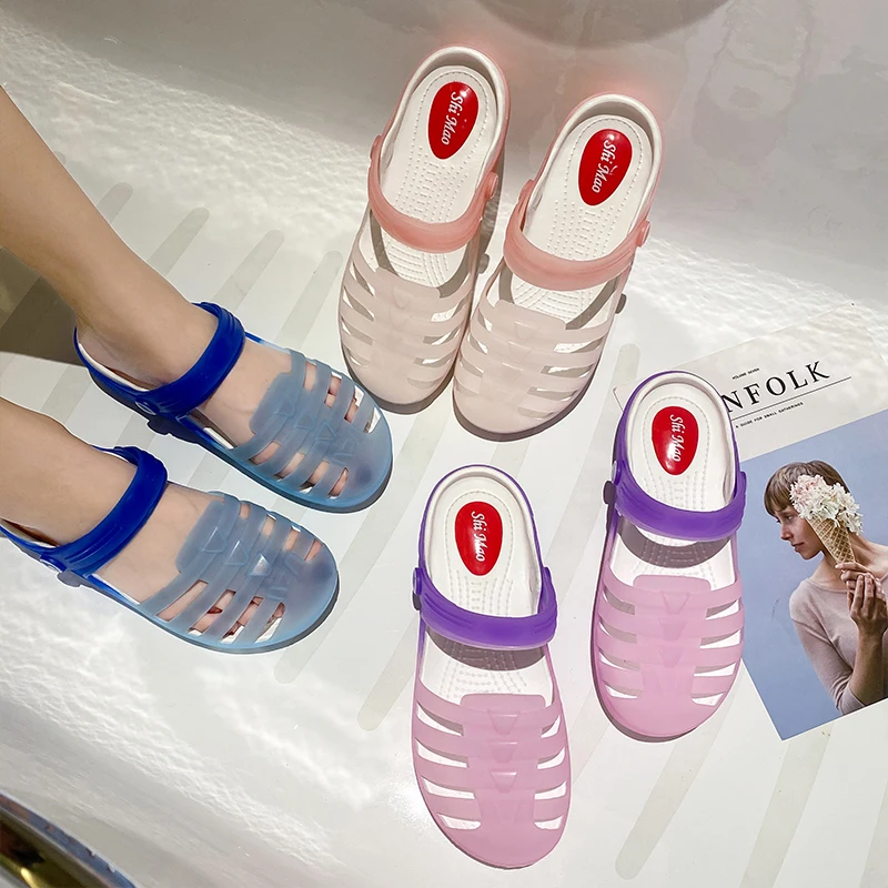 New Summer Jelly Sandals Women Outdoor Casual Slip On Garden Beach Shoes Female Rubber Clogs Non-slip Slides Breathable Slippers