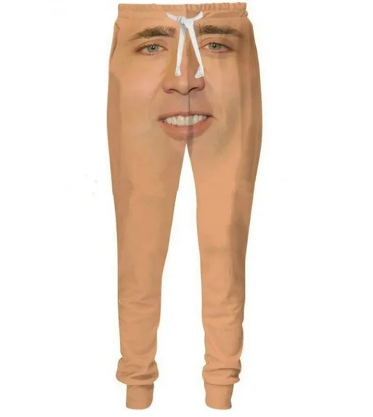 Chándal con estampado 3D de la cara de Nicolas Cage para hombre y mujer, pantalones de Hip Hop de cuello redondo, ropa de calle de talla grande,