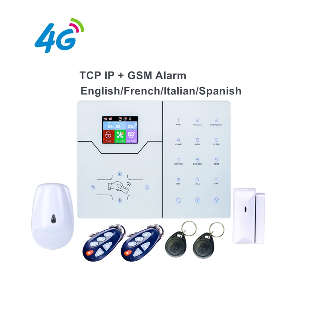 

Meian English Text Menu Voice Alarm RJ45 TCP IP Alarm 4G GSM Smart Home Security Alarm System Control by WebIE and App