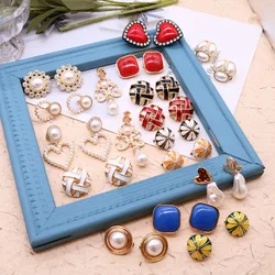 Personality Alloy Clip Earring Pendiente Creative Party Rhinestone Knotted Glaze For Women Pretty Girl