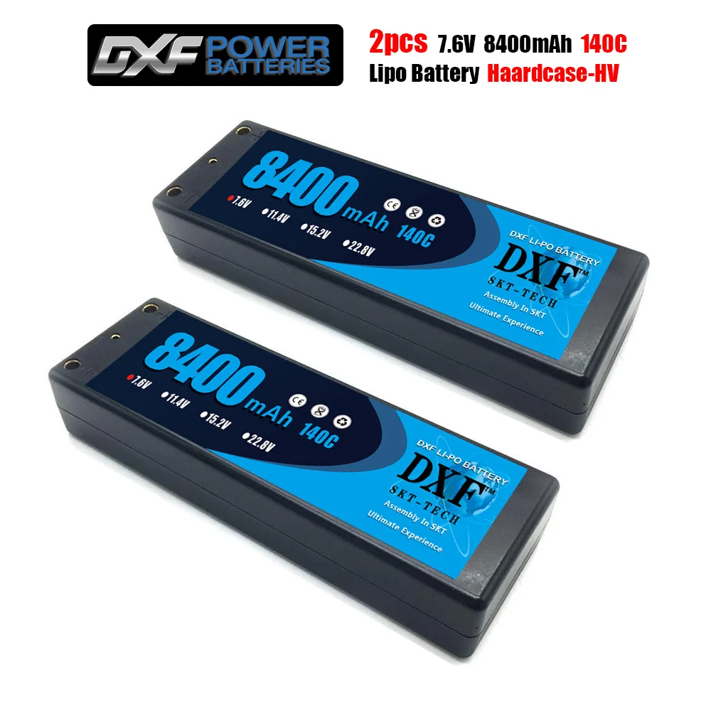 DXF 2PCS Lipo 2S battery 7.6V 8400 140C 8000mah 140C/7.4V 8400mah 120C 7300mah 130C/ 4200mah 20C  4mm Hardcase For Slash 4X4 Car