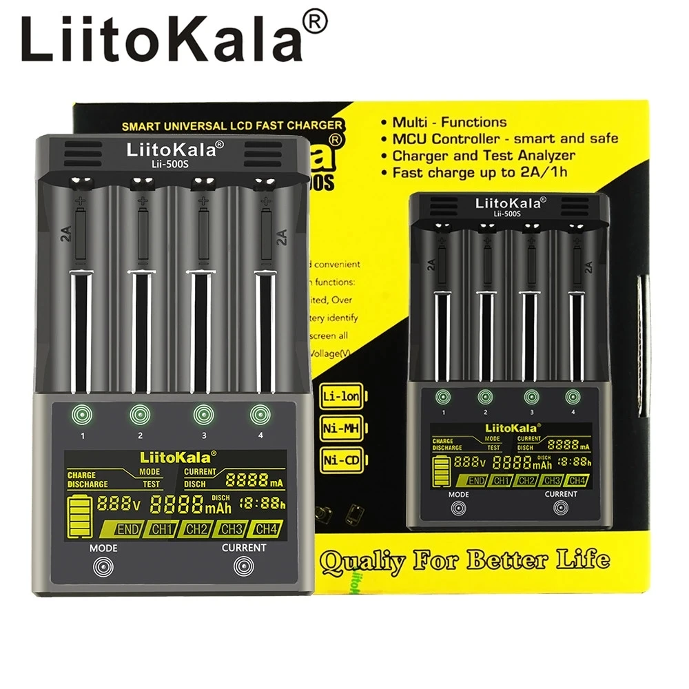 LiitoKala Lii-PD4 Lii-S8 Lii-500 Lii-600 battery Charger for 18650 26650 21700 AA AAA 3.7V/3.2V/1.2V/ lithium NiMH battery