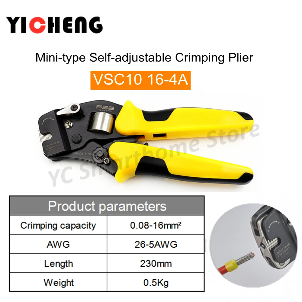 VSC10 16-4A Multifunctional ratchet terminal pliers, adaptive quadrilateral tubular crimping pliers, automatic mold adjustment