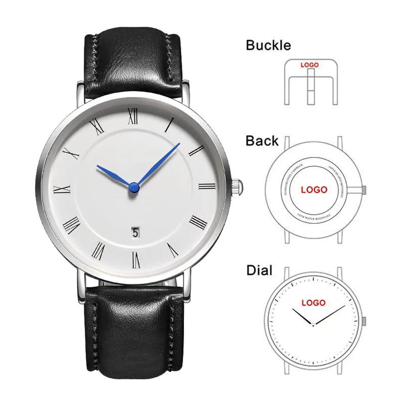 B-8210A Simple Men Watches With Date Branding Custom Watch Ladies Design Your Own Brand Watch Roman Numbers