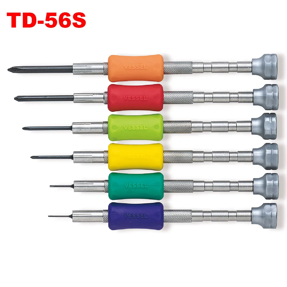 Pack of 6 Japan Vessel No.TD Series Precision Screwdriver Set for Ultra Small Screws with Portable Transparent Case