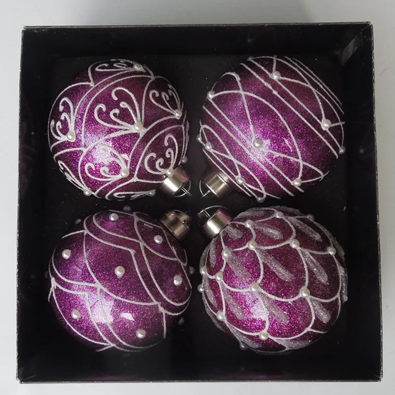 

16pcs/pack Diameter=8cm Small Size Purple Series Glass Ball Pendant Home Decoration Christmas Day Tree Hanging Globe