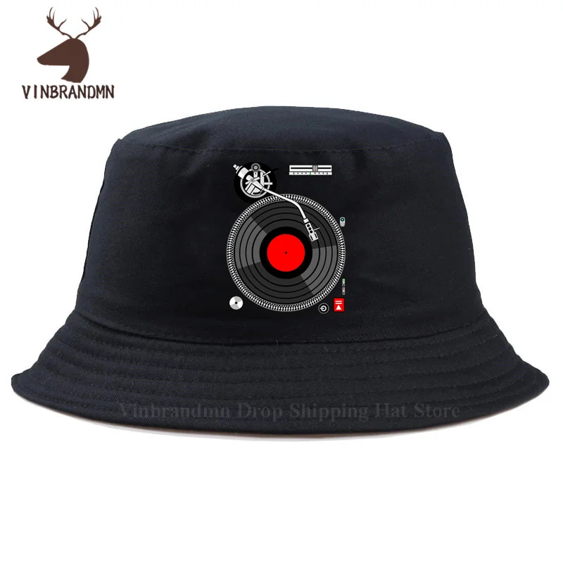 Funny Vinyl record Baseball caps DJ Turntable Death Metal Music hat humor Heavy Metal Hip Hop Bucket hats Hipster harajuku hats