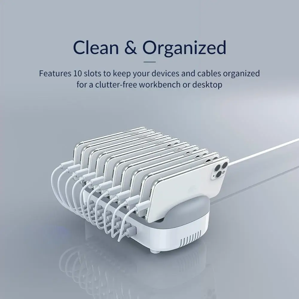 Orico 10 portas usb estação de carregamento doca carregador usb 120w 5v 2.4a para iphone 12 pro max samsung xiaomi telefone tablet