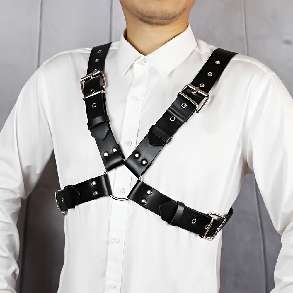 UYEE – ceintures de harnais pour hommes BDSM, Bondage Gay, poitrine, Cage, sangle, hauts fétichistes exotiques, Costume Rave pour adultes