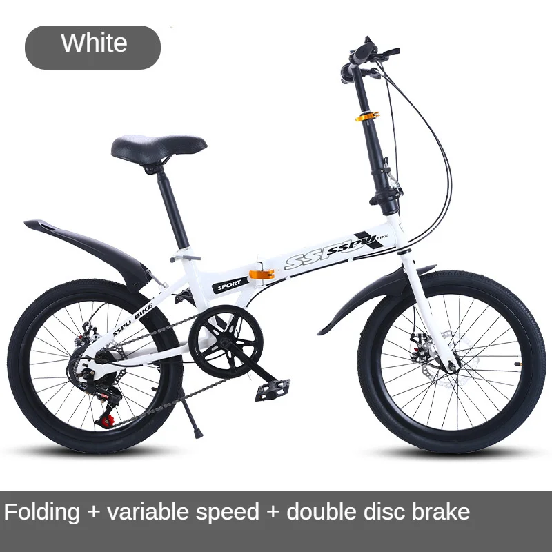 

20 Inch Folding Bike Double Disc Brake Portable Bicycle Multi Speed 7S High Strength Foldable City Road Cycling