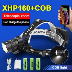 Most XHP160 Powerful Led Headlamp Head Flashlight Torch Rechargeable LED Headlight 18650 Head Lamp Light XHP90.2 Camping Lantern