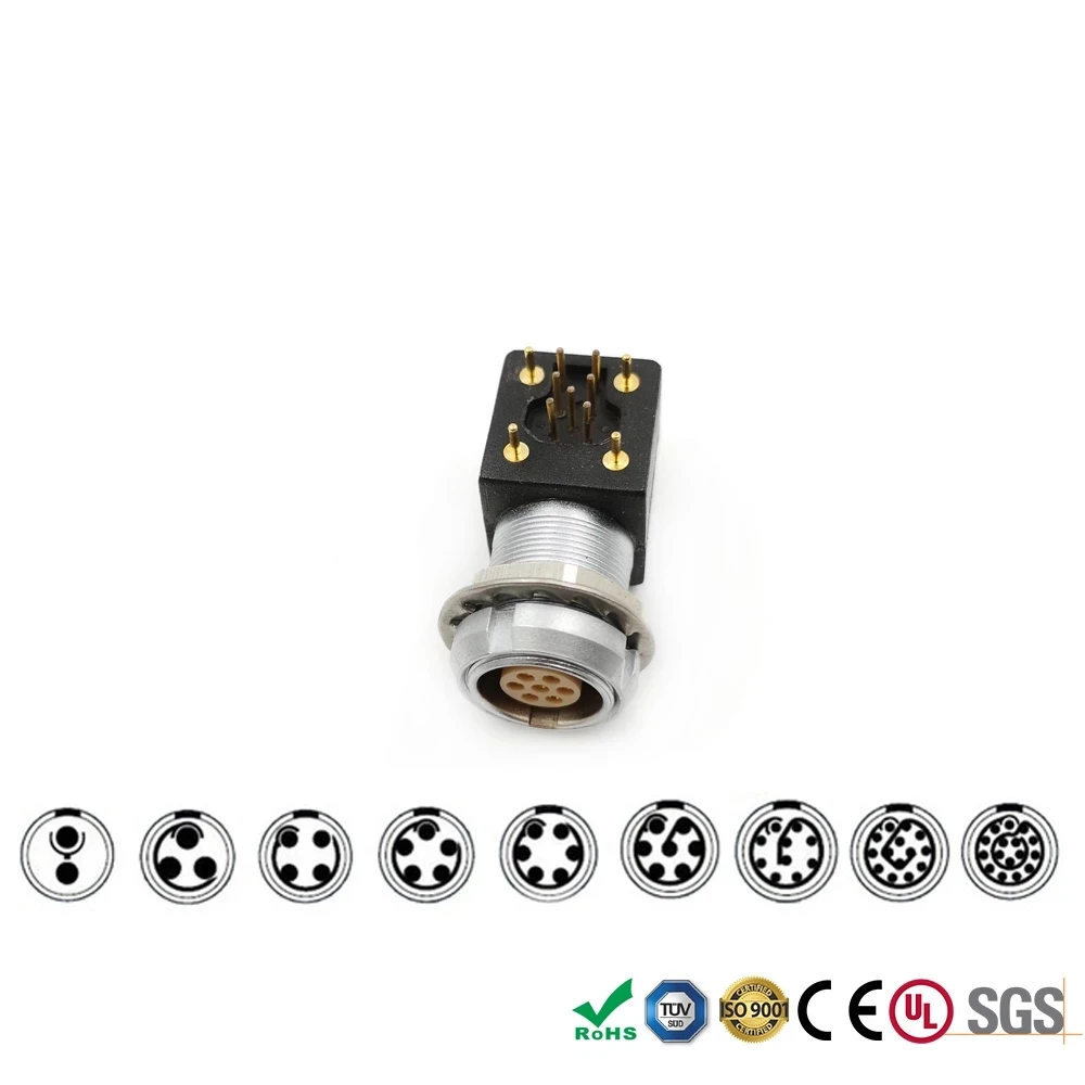 EXG EPG 0B 1B 2 3 4 5 6 7 8 9 10 Pin Elbow Female Fixed Socket Two Nuts Socket for Printed Circuit PCB Receptacle