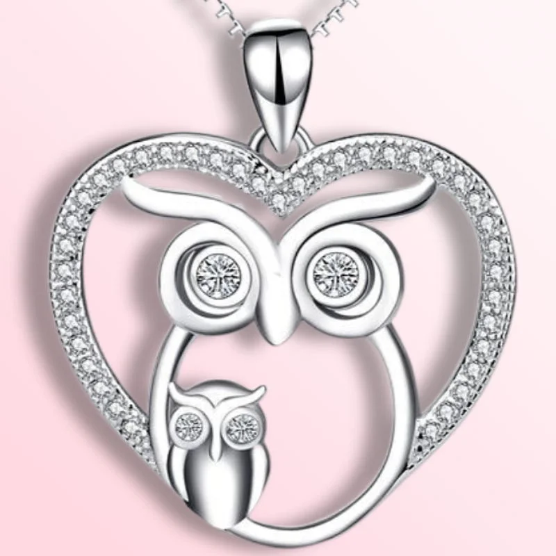 Fashion Income Cute Owl Animal Necklace Fortuna Love Mother and Child  Cool Things Gift Girl 2021 Trend  Christmas