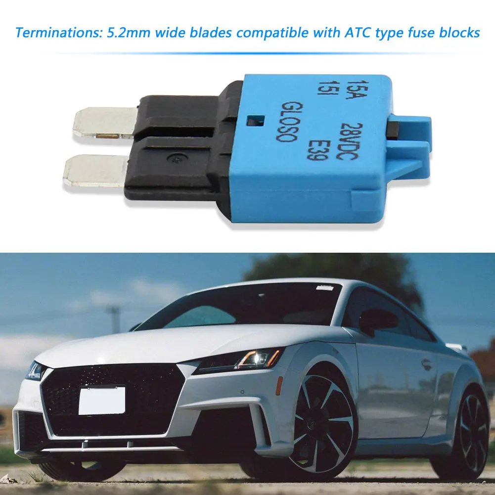 15A Circuit Breaker ATC Blade Fuse Manual Reset Resettable 15 Amp for Boat Marine Automobile Replacement Parts