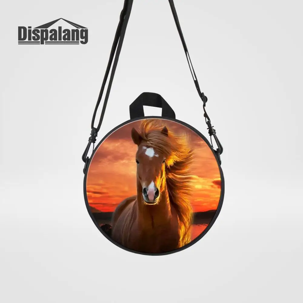 

Dispalang Brown Horse Printing Mini Crossbody Bag Toddler Customize Messenger Bags Women Round Bag For Traveling Girl Rucksack