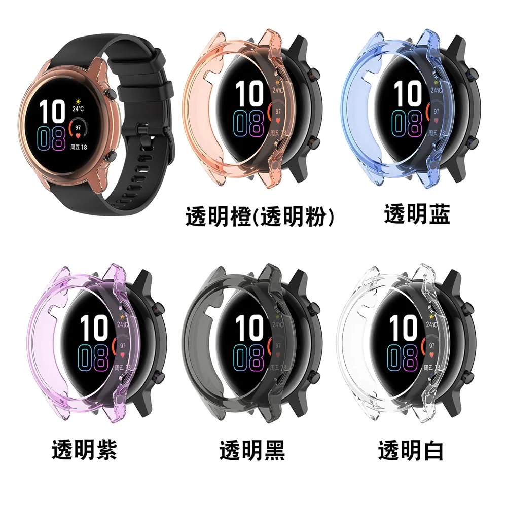 Capas protetoras macias transparentes de tpu para huawei honor magic watch 2 42mm/46mm, capa protetora para relógio, acessórios de proteção