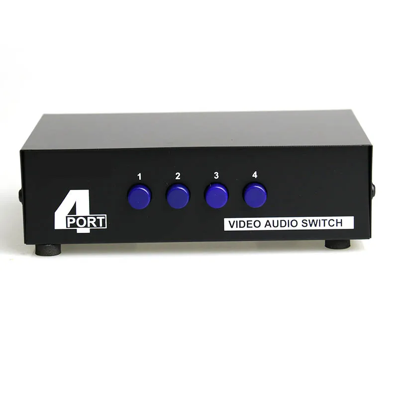 JUXIN-conmutador de Audio AV 4 en 1, caja convertidora de vídeo para HDTV, proyector LCD, DVD, RCA, 4 puertos, 3RCA