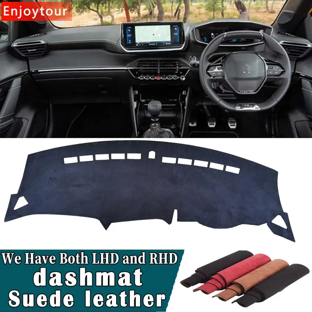 For Peugeot 208 E208 2008 G2 2019 2020 2021 Suede Leather Dashmat Dashboard Cover Pad Dash Mat Carpet Custom  Car-styling