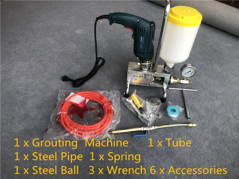 

Epoxy injection pump Epoxy / Polyurethane foam Grouting Machine Steel Hose concrete repair crack 999 high quality 810W