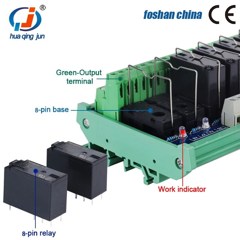 Huaqnigjun 8-Channel DPDT  Relay Module JW2SN-DC24V Relays Modules for Valves