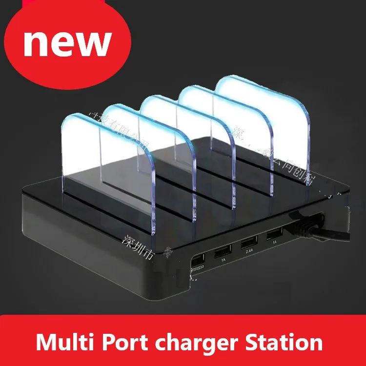 4-port USB Fast Charger Stand 3C Digital Display Charging Head Multi Port charger Station Dock Holder for Phone/Tables/Watch