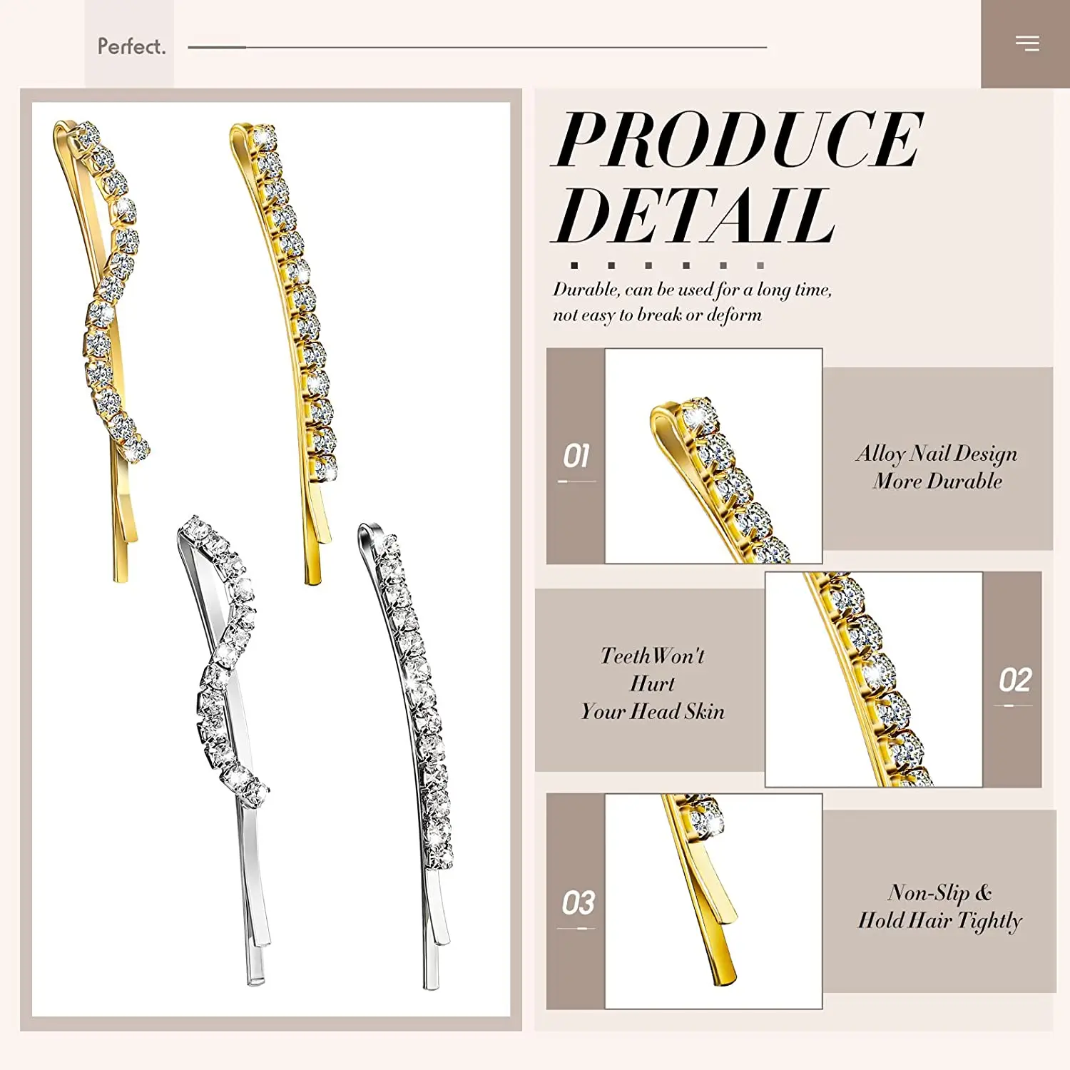 Neue Strass Bobby Pins Kristall Haars pangen Diamant Haarnadel funkelnde Haar Barettes Styling Zubehör für Frauen und Mädchen – Detail 7