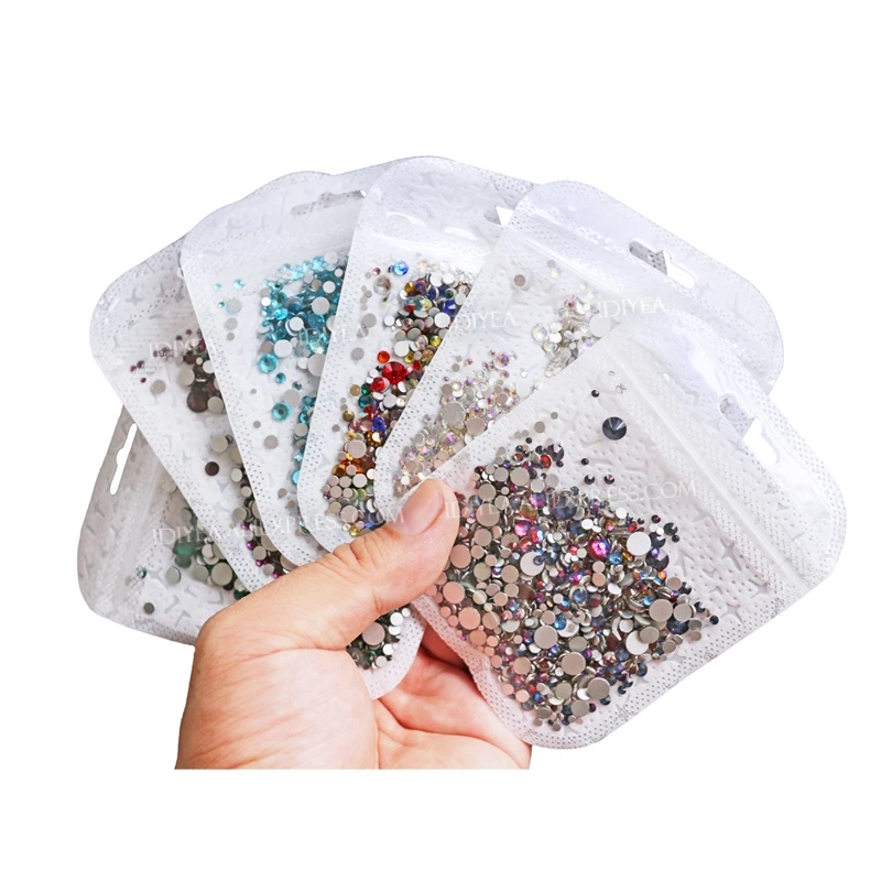 Mix sizes SS3-SS30 over 30 colors nail rhinestones strass non hot fix crystals glass glitters for 3d decor art manicure designs