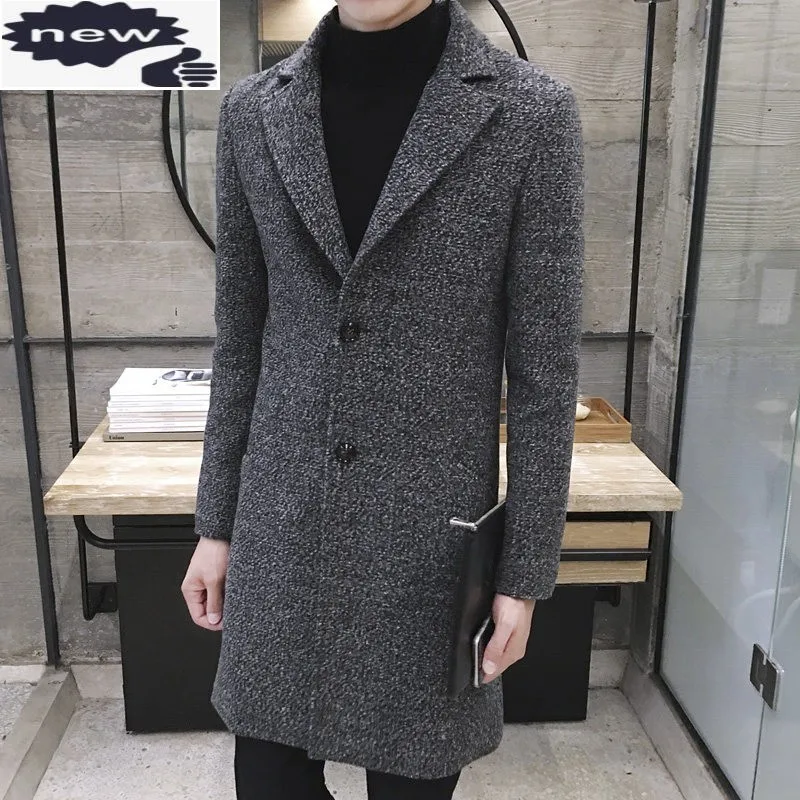 

Winter Thick Mens Business Long Coats Casual Wool Trench Coat Lapel Collar Large Size M-5XL Sobretudo Masculino Slim Fit Jackets